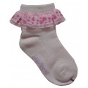 2-5  Kids Ankle Socks broken white pink lace