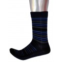 Men's Pattern Business Socks Black with Blue / Grey Stripes