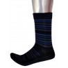 Men's Pattern Business Socks Black with Blue / Grey Stripes