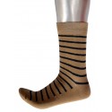 Men's Pattern Business Socks Beige with Black Stripes