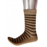 Men's Pattern Business Socks Beige with Black Stripes