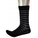 Men's Pattern Business Socks Black with Grey Stripes