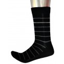 Men's Pattern Business Socks Black with Grey Stripes 2