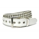 Men's Metal Belt Spike Studded White